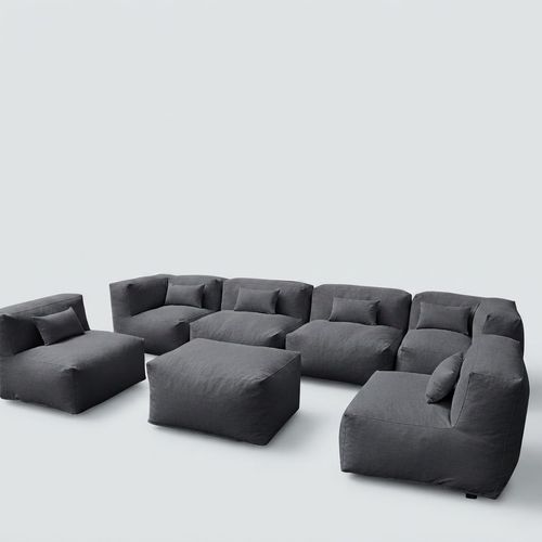 ANNY-H Seven-Piece Sectional Set, Dark Gray